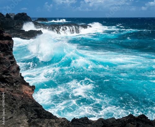 Waves crash on north east coastline of Maui