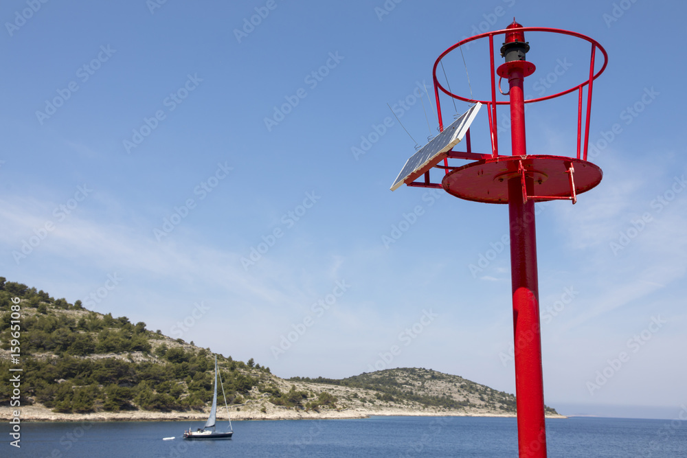 solarbetriebenes Leuchtfeuer auf der Insel Zirje, Kroatien