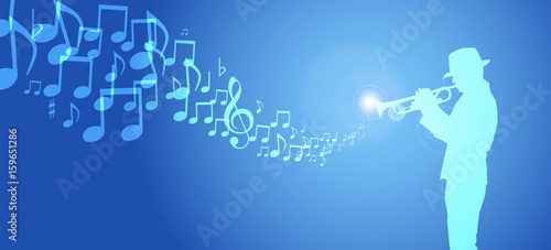 trombettista, note, musicali, musica