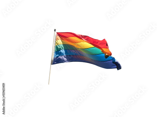 GLBTQ Pride Rainbow Flag on white facing right