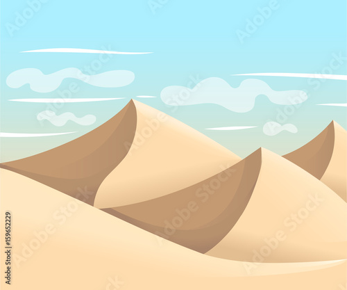 Desert dunes vector egyptian landscape background. Sand in nature illustration background for games