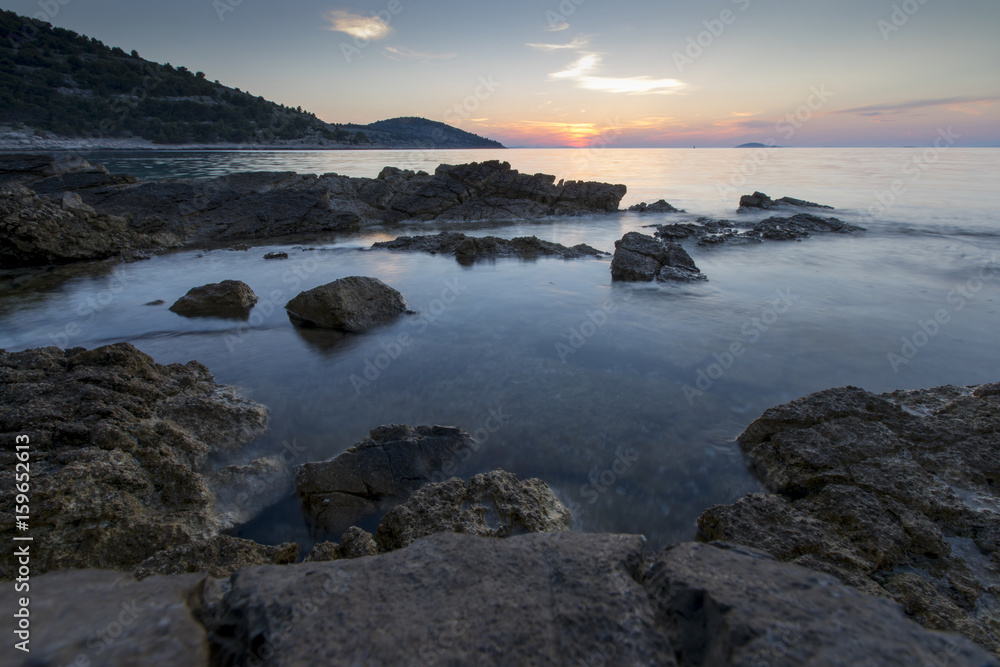 Sonnenuntergang auf der Insel Zirje, Kroatien