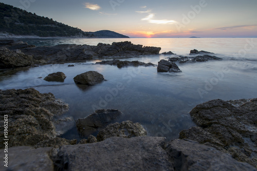 Sonnenuntergang auf der Insel Zirje, Kroatien