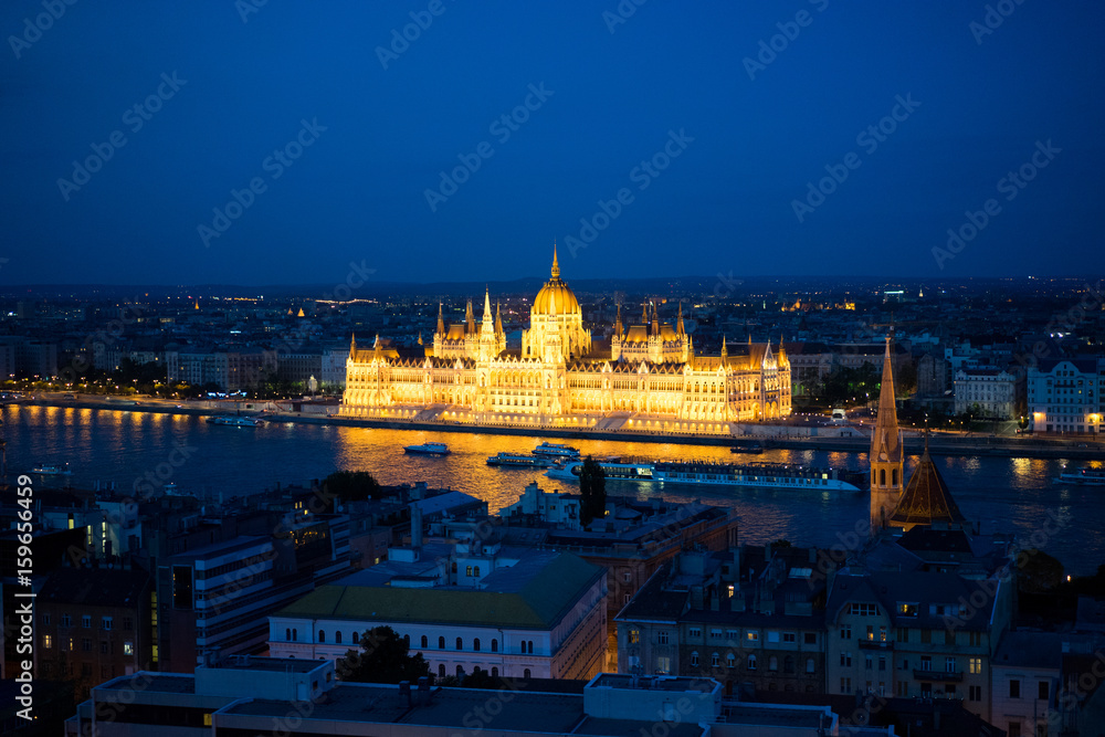 Fototapeta View of Danube River and Parliament Building, Budapest, Hungary