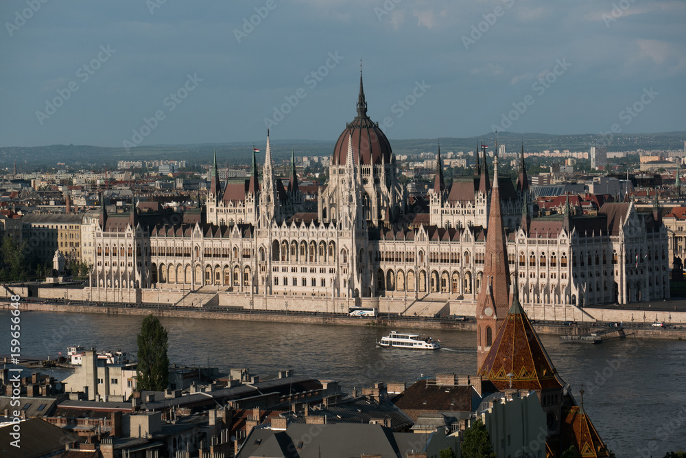Fototapeta premium View of Danube River and Parliament Building, Budapest, Hungary