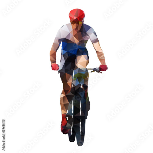 Mountain cyclist, abstract polygonal vector silhouette. Geometric biker