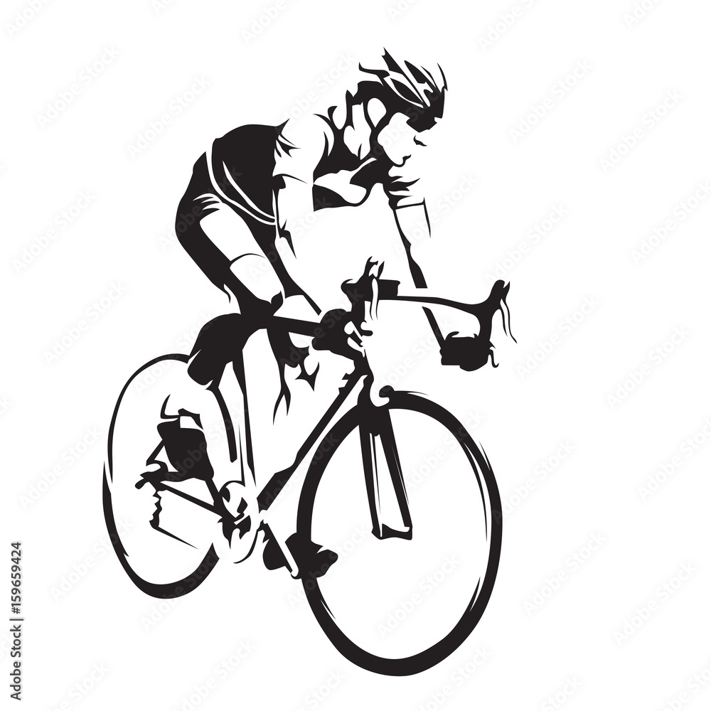 Fototapeta premium Cyclist on his road bike. Cycling abstract vector silhouette