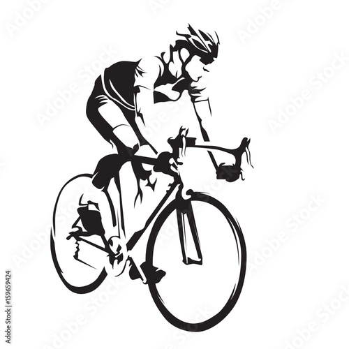 Fototapeta Naklejka Na Ścianę i Meble -  Cyclist on his road bike. Cycling abstract vector silhouette