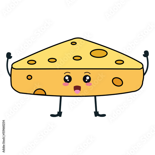 fresh cheese piece kawaii character vector illustration design