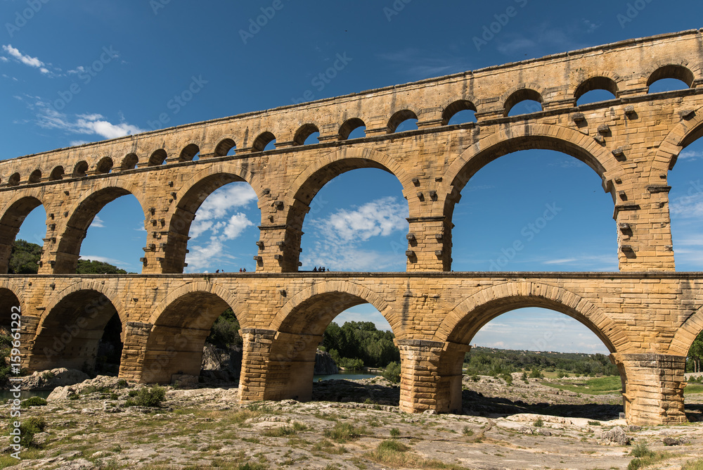 Pont du Gard, Aquädukt der Provence-Alpes-Cote d'Azur in Frankreich Pont du Gard, Aquädukt der Provence-Alpes-Cote d'Azur in Frankreich