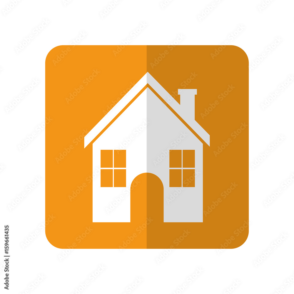 house icon over orange square and white background vector illustration house icon over orange square and white background vector illustration