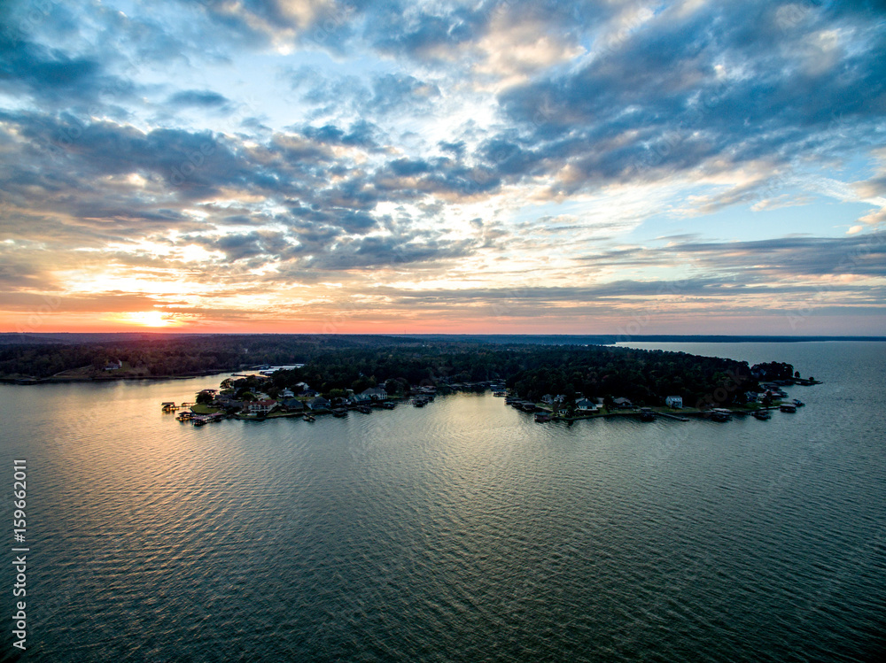 Flying over a Texas lake