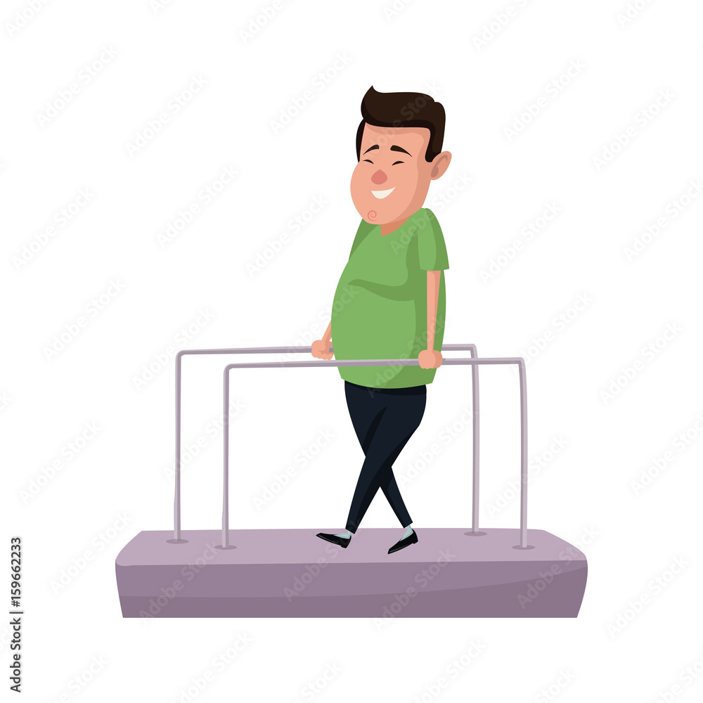 cartoon man patient in the rehabilitation therapy vector illustration cartoon man patient in the rehabilitation therapy vector illustration