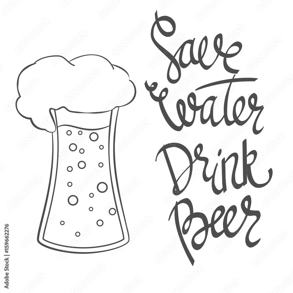 Beerfest poster with handwritten quote "Save Water Drink Beer" Stock