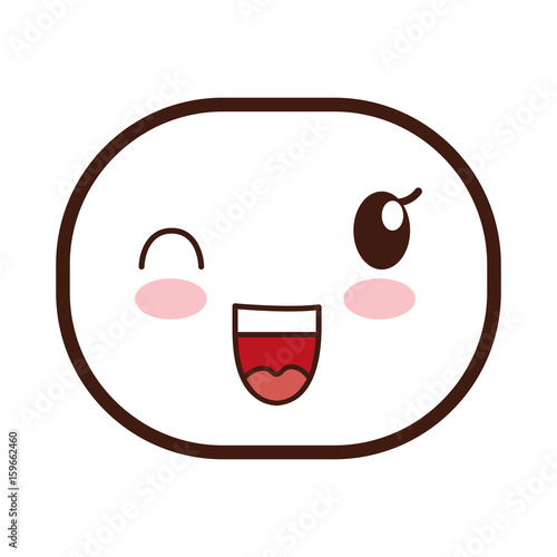 kawaii cartoon happy face icon over white background colorful design vector illustration