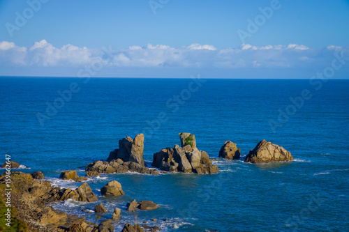 Island near Cape Foulwind, View from the Cape Foulwind walkway at the Seal Colony, Tauranga Bay. New Zealand photo