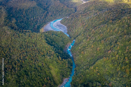 SOUTH ISLAND, NEW ZEALAND- MAY 25, 2017: Beautiful landscape and turquoise river, in South Westland's Southern Alps, New Zealand