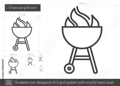 Charcoal grill line icon.