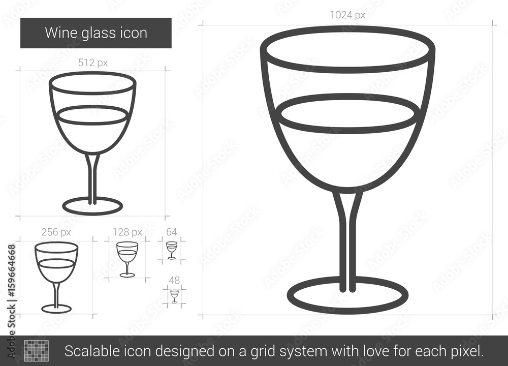 Wine glass vector line icon isolated on white background. Wine glass line icon for infographic, website or app. Scalable icon designed on a grid system. Wine glass vector line icon isolated on white background. Wine glass line icon for infographic, website or app. Scalable icon designed on a grid system.