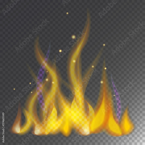 Fire flame hot burn vector icon warm danger and cooking yellow bonfire light blazing campfire.