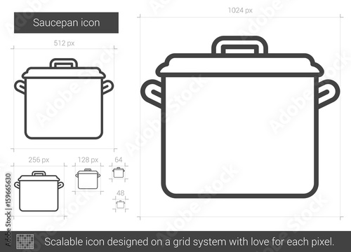 Saucepan vector line icon isolated on white background. Saucepan line icon for infographic, website or app. Scalable icon designed on a grid system.