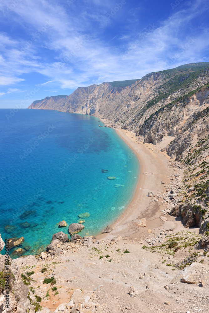 Famous beach Platia Ammos on Kefalonia island in Greece
