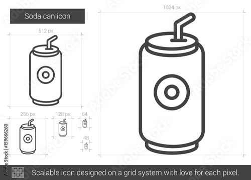 Soda can vector line icon isolated on white background. Soda can line icon for infographic, website or app. Scalable icon designed on a grid system.
