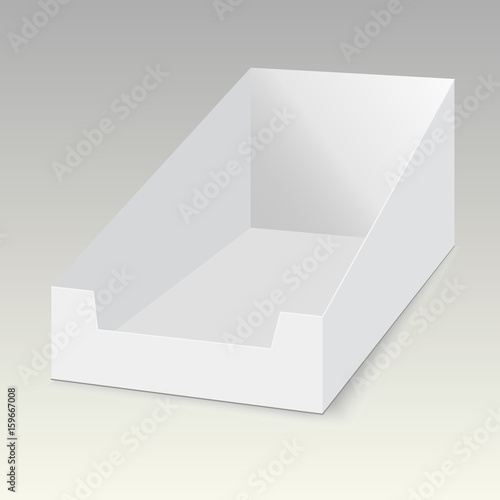 POS POI cardboard blank empty display show box holder. Vector mock up template ready for your design