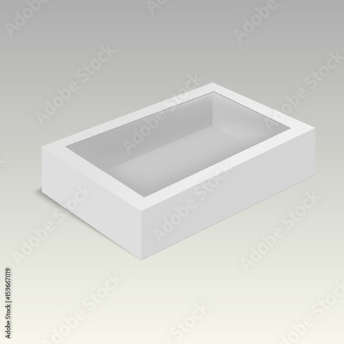 Product cardboard plastic package box with window. Vector  mock up template ready for your design.  