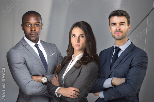 Strong serious group of lawyers team portrait pose, confident, determined, successful, powerful  photo