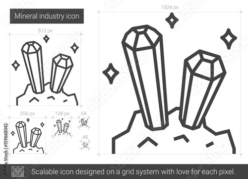 Mineral industry vector line icon isolated on white background. Mineral industry line icon for infographic, website or app. Scalable icon designed on a grid system.