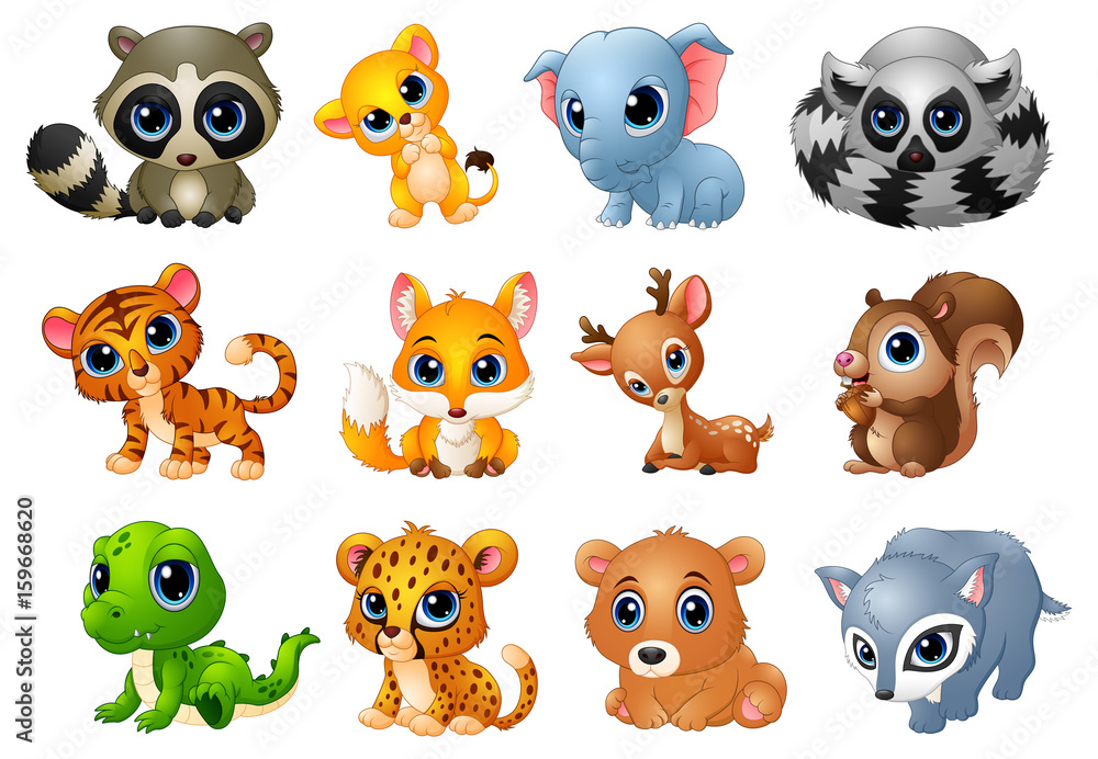 Cute Animals cartoon set