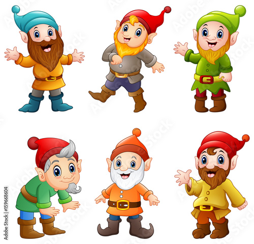 Set of cartoon happy dwarf  photo