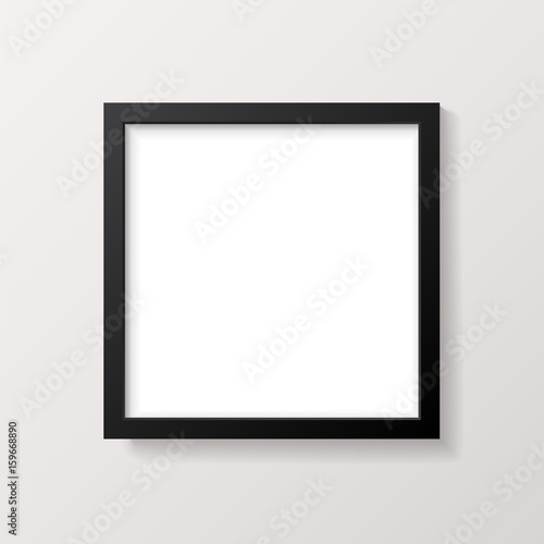 Realistic Empty Black Square Picture Frame Mockup