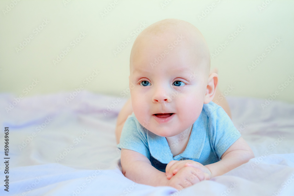 indoor portrait of caucasian baby boy at home
