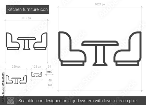 Kitchen furniture vector line icon isolated on white background. Kitchen furniture line icon for infographic, website or app. Scalable icon designed on a grid system.