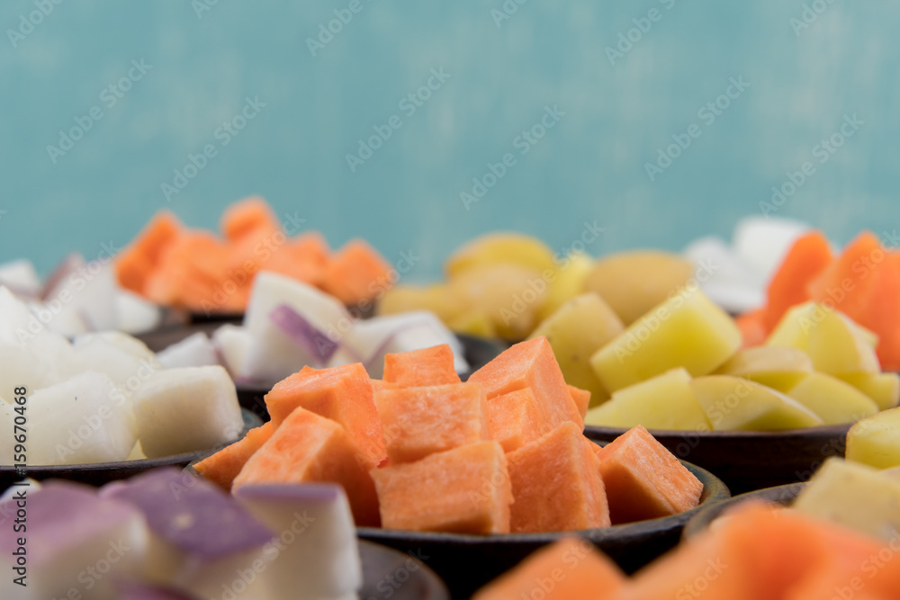 Sweet Potato Cubes with Copy Space Sweet Potato Cubes with Copy Space