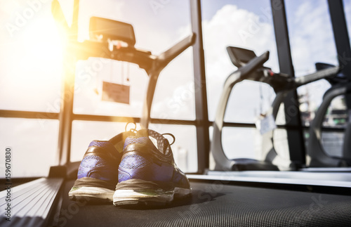 Running shoes on the Treadmill