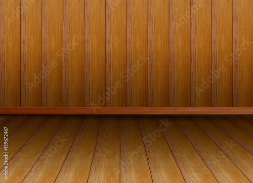 Wall and floor brown wood for background © lamyai