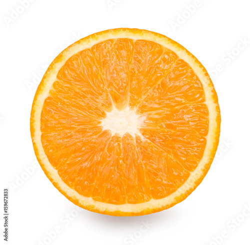 Fresh orange fruit slice on white background with clipping path