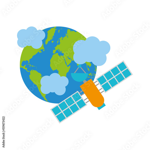 artificial satellite on planet earth vector illustration design photo