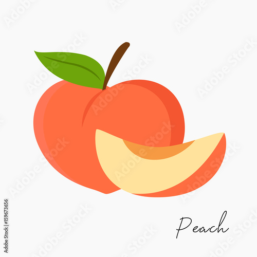 fresh peach and slice of peach vector