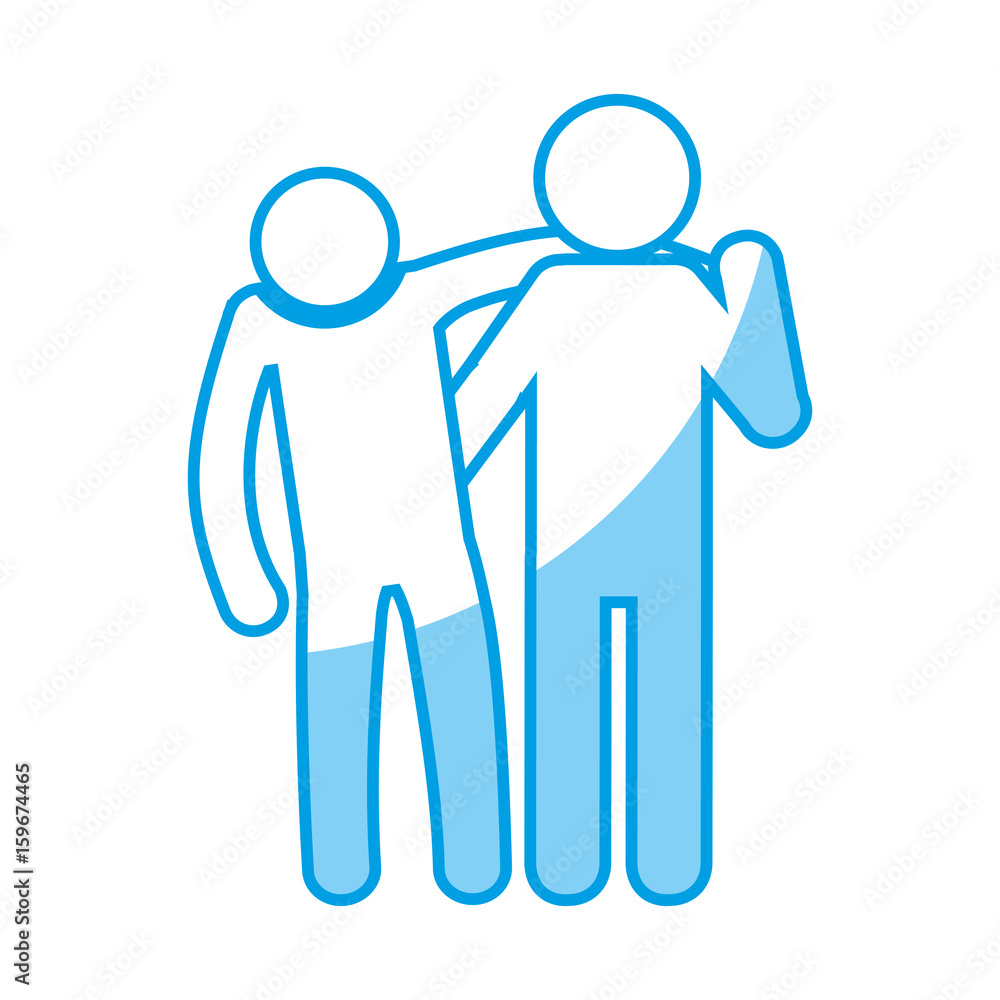 pictogram Man holding another man by the shoulders icon over white background vector illustration pictogram Man holding another man by the shoulders icon over white background vector illustration