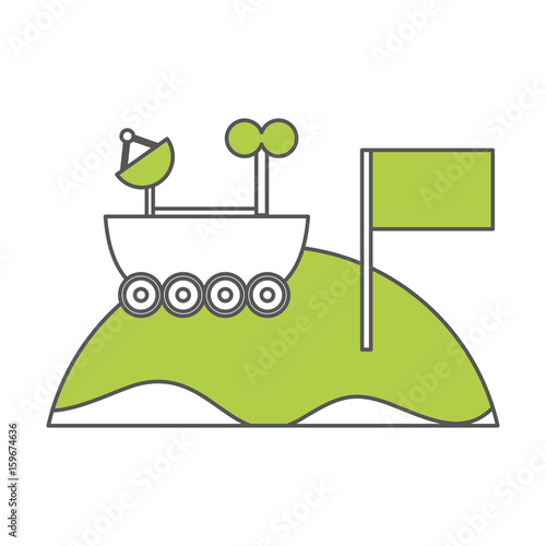 planet mars with space car vector illustration design