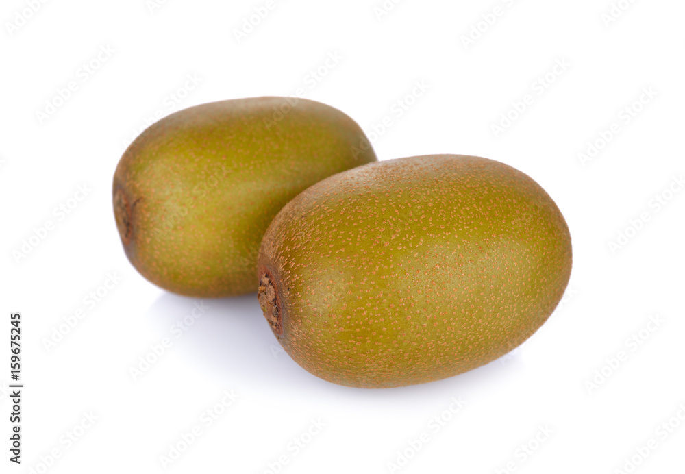 whole and half cut ripe golden kiwi on white background whole and half cut ripe golden kiwi on white background