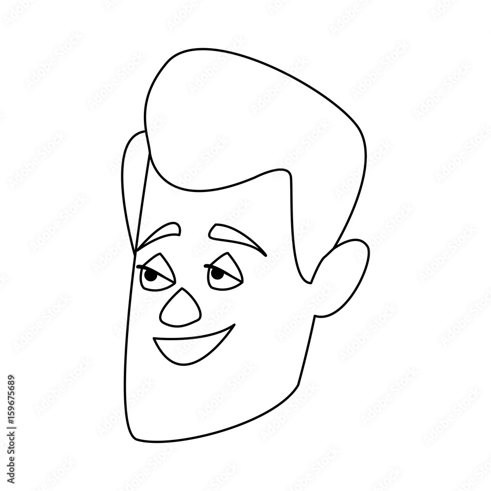 man cartoon face adult caricature character vector illustration