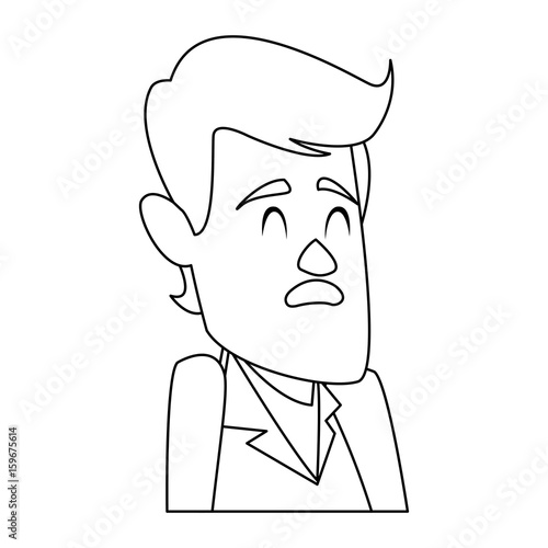 man cartoon face adult caricature character vector illustration
