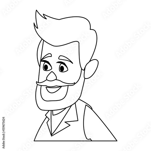 man cartoon face adult caricature character vector illustration