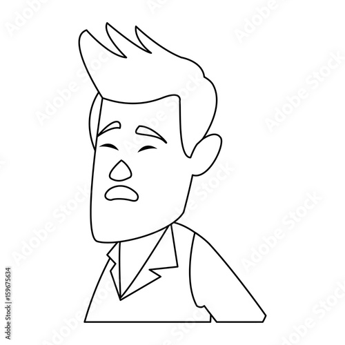 man cartoon face adult caricature character vector illustration