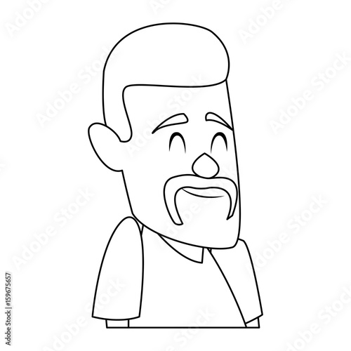 man cartoon face adult caricature character vector illustration